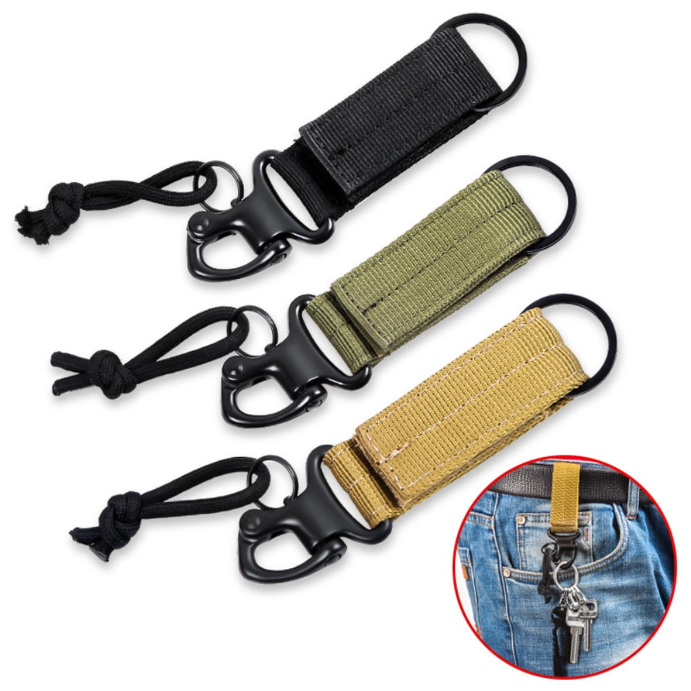 Details about   Tactical Nylon Belt Hanging Clip Carabiner Hook & Loop Key Holder Key Chain Well 