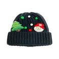 thumbnail image 2 of absanyy Women's Christmas Knit Beanie, Plush with Snowman & Christmas Tree Pom Poms, Black, Free Size, Festive Holiday Accessory & Stocking Stuffer, 2 of 3