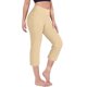 thumbnail image 2 of pantalón elástico de cintura alta 3/4 para mujer pantalones de pierna capris anchos con ajuste activo casual pantalones con bolsillos caqui / 3xl, 2 of 4