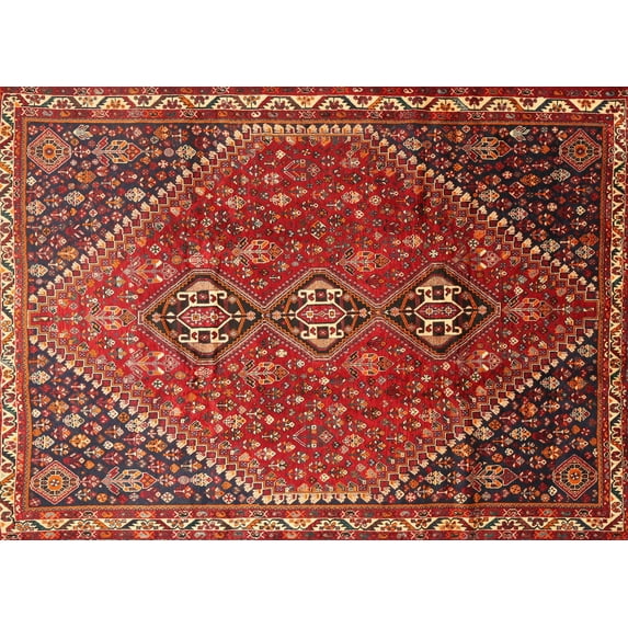 Ahgly Company Machine Washable Indoor Rectangle Traditional Rust Pink Area Rugs, 4' x 6'