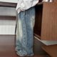 thumbnail image 4 of Odeerbi 2-14 Años Niños Pantalones Vaqueros de Piernas Anchas Retro Pantalones Vaqueros de Cintura Elástica de Color Sólido, 4 of 7
