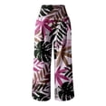 thumbnail image 4 of Women's Pants with Pockets Long High Waist Summer Print Wide Leg Leisurely Elastic Pink Loose Pants for Women XL, 4 of 5