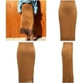 thumbnail image 4 of Women's fringed faux suede skirt, high-waisted slim-fit pencil skirt, elegant autumn/winter midi skirt, vintage A-line slim skirt, 4 of 7