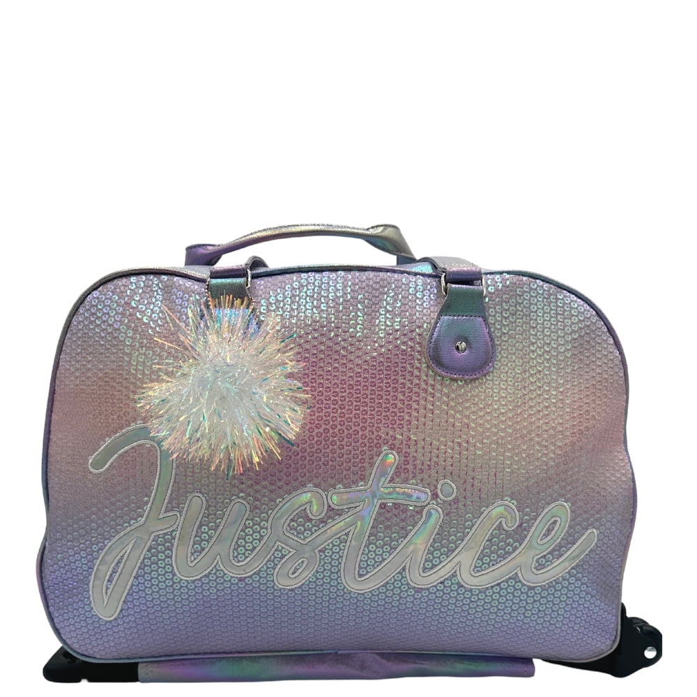 Justice Girls Weekender Duffel Handbag Black Iridescent Sparkle Walmart