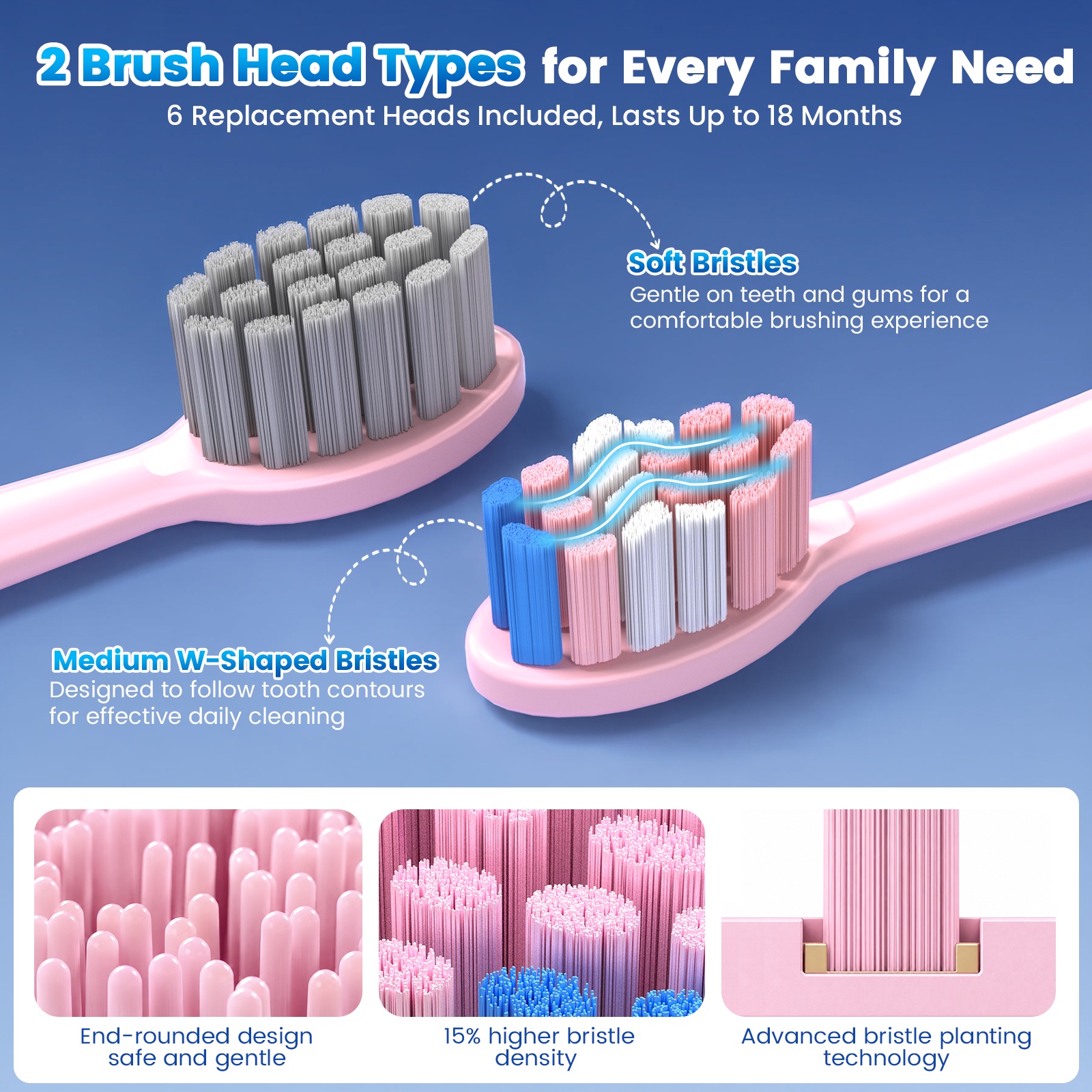 JTF Sonic Electric Toothbrush for Adults and Kids, Pink photo 4