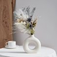 thumbnail image 4 of Jarrones de cerámica blanca para hierba Pampas, diseño de gota de agua, jarrón de donut, decoración moderna para el hogar, estilo nórdico bohemio Ins (blanco mediano), 4 of 5