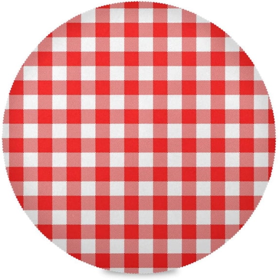 Red Buffalo Plaid, Elastic Fitted Edged Round Tablecloth Fade resistant Anti-Shrink Table Cloth Washable Table Cover for Indoor or Outdoor and anywhere you wanna use it 72"X 72"
