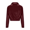 thumbnail image 5 of Dazajoo Faux Leather Jacket Crop Women Zip Up Motorcycle Race Jackets Casual Vintage Lapel Collar Streetwear,Wine,S, 5 of 7
