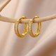 thumbnail image 5 of Pendientes de aro cuadrados con circonita brillante para mujer, aretes de acero inoxidable de Color dorado, joyería de Navidad de lujo, aretes de boda, 5 of 5
