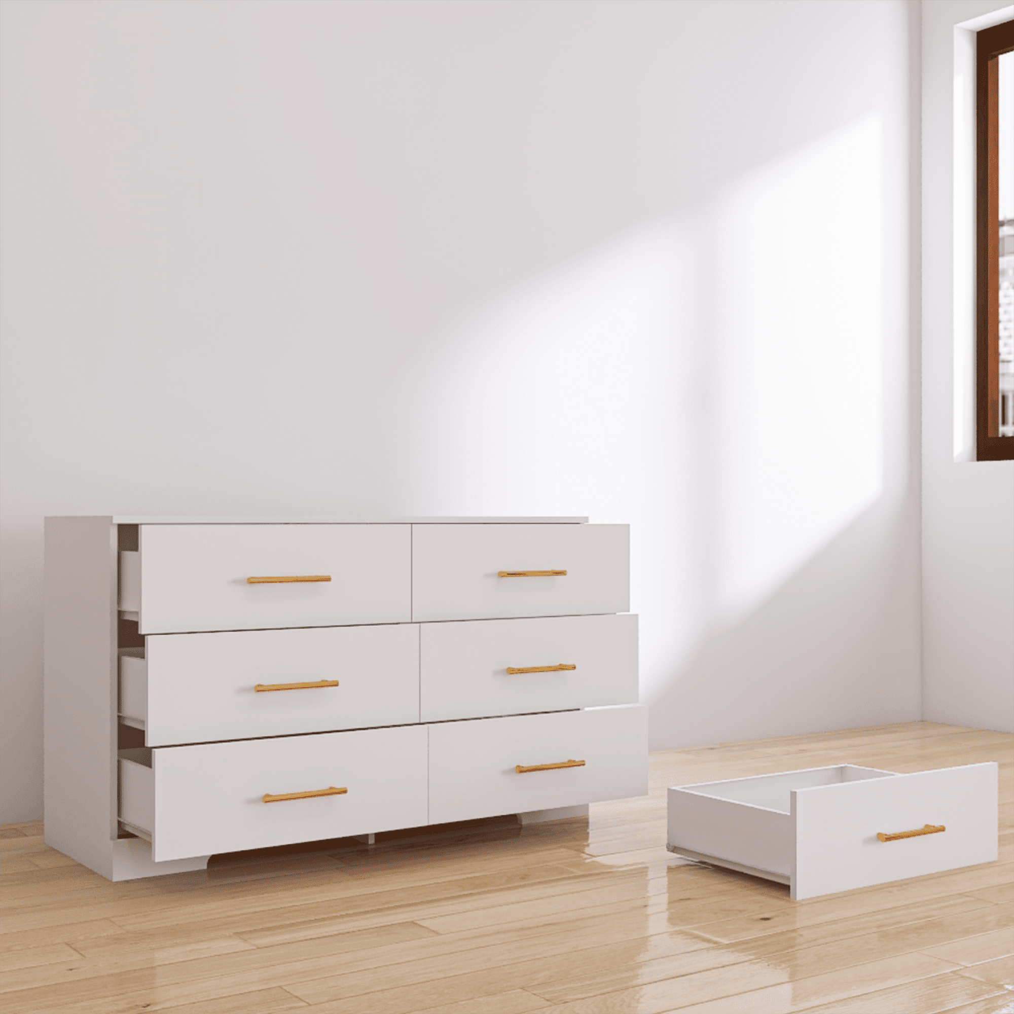 YYAo Wooden 6 Drawer Dresser, Large Modern Chest of 6 Drawers Night Table, TV Stand for 55" TV for Bedroom, Closet, Living Room, White YYAo Wooden 6 Drawer Dresser, Large Modern Chest of 6 Drawers Night Table, TV Stand for 55" TV for Bedroom, Closet, Living Room, White
