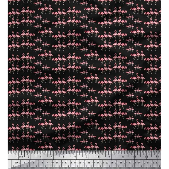 Soimoi Cotton Duck Fabric Flamingo Bird Decor Fabric Printed Yard 42 Inch Wide