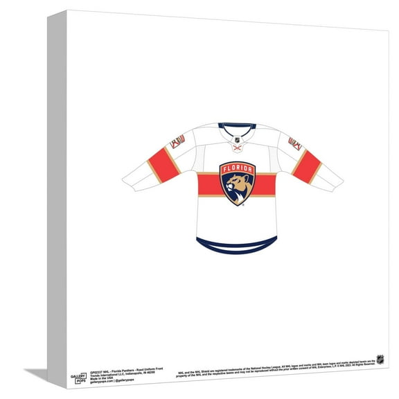 Gallery Pops NHL - Florida Panthers - Road Uniform Front Canvas Wall Art, Unframed Version, 12" x 12"