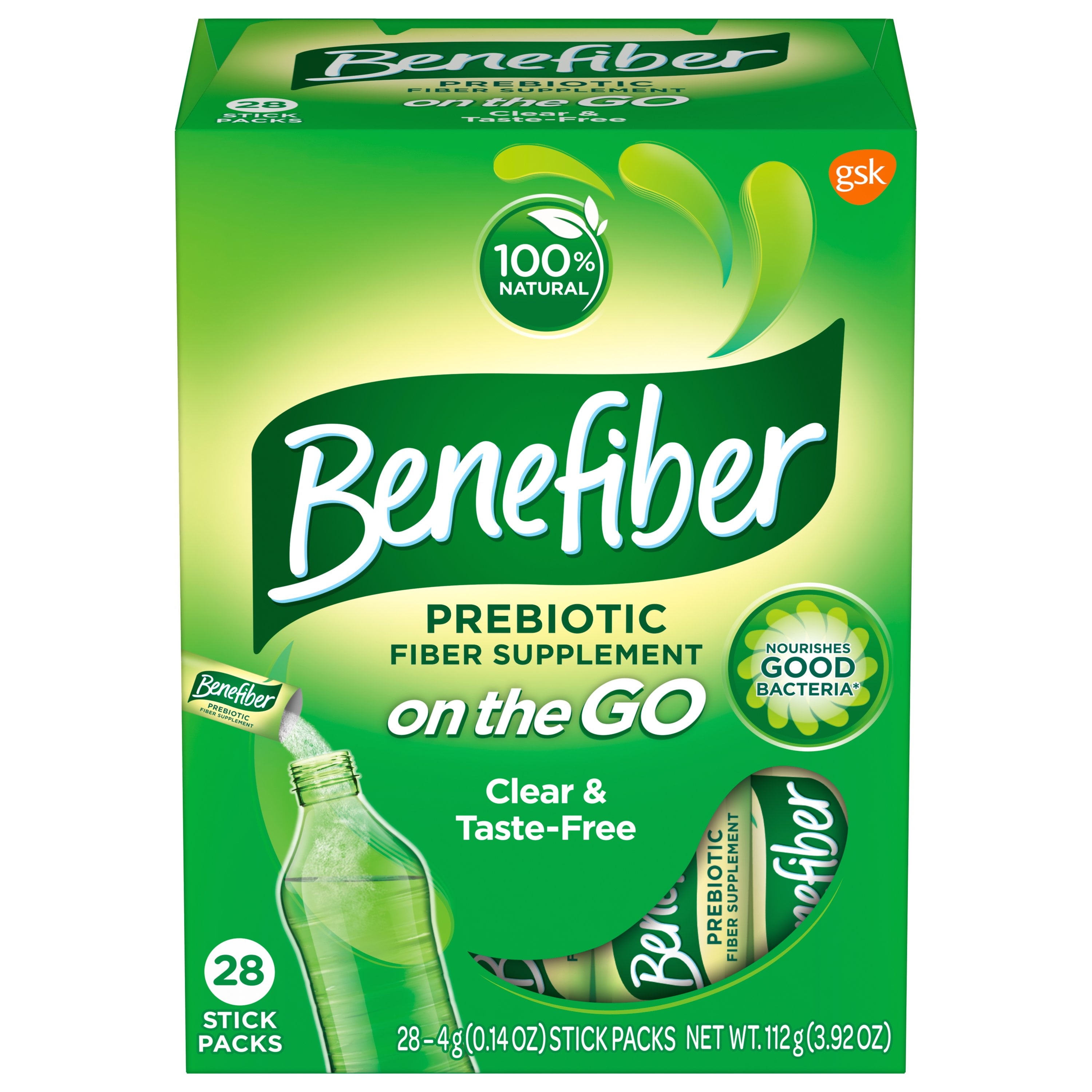 Benefiber On The Go TasteFree Fiber Supplement Powder Stick Packs for