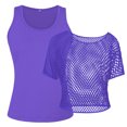 thumbnail image 2 of 80s Costumes Women Casual Costumes Fishnet Neon T-Shirt 2PCS, 2 of 6