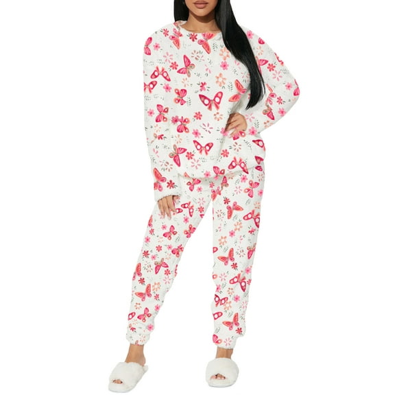 Conjunto de Pijama para Mujer Shendy Vendy Manga Larga Cuello Redondo con Estampado Transpirable