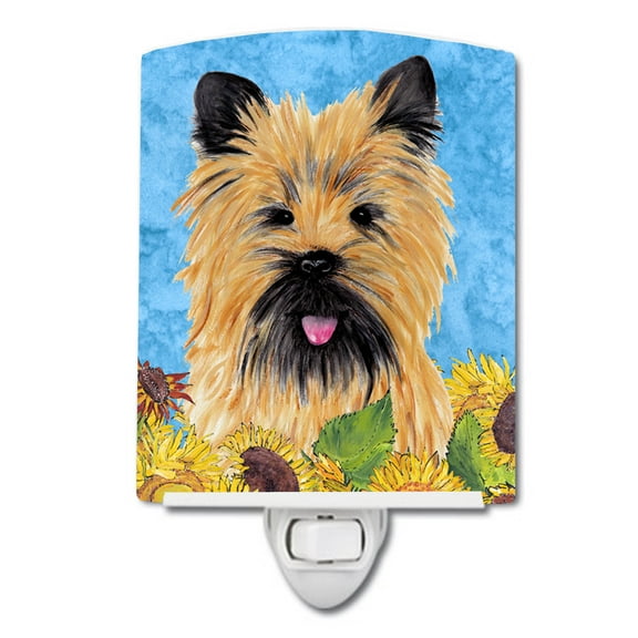 Cairn Terrier in Summer Flowers Ceramic Night Light