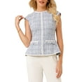 thumbnail image 1 of INSPIRAR CHIC Blusa de Peplum Elegante de Tweed para Mujeres con Cuello Redondo y Mangas Cortas para Oficina XL Azul Claro, 1 of 5