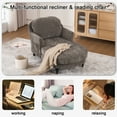 thumbnail image 3 of Upholstered Chaise Lounge, Comfy Linen Single Sofa Chair, Living Room Bedroom Rest Chair，Brown, 3 of 7