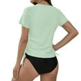 thumbnail image 4 of WTOBBY Women's Solid Color Short Sleeve Sun Swimsuit Lightweight Adjustable Lace-Up Swimsuit Cover Up for Pool Beach Wear Sun Protection and Quick Dry Fabric Summer Essential,Mint Green S, 4 of 4