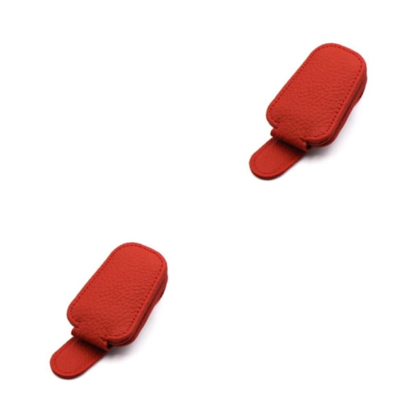 Scienceny Soporte para gafas de sol, soporte para gafas, suministros para coche, colgador de gafas multifuncional multicolor de cuero PU, Clip Rojo 2piezas