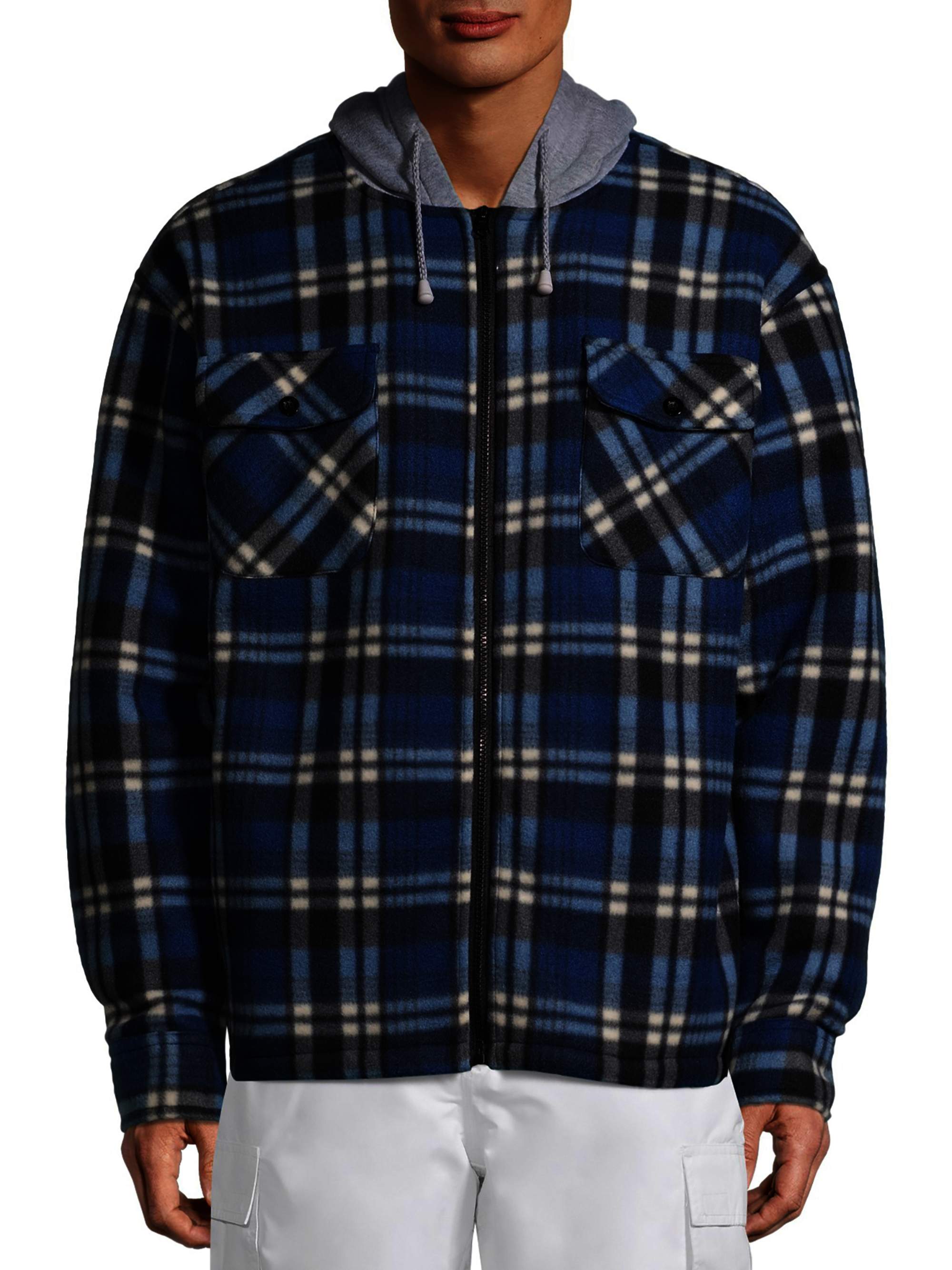 Iceburg Men’s Faux Sherpa Lined Hooded Fleece Jacket, up to Size 3XL