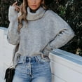 thumbnail image 6 of 2026 ! JINMGG 2026 Fall Winter Plus Size Sweaters for Women, and Winter Women's Casual Turtleneck Pullover Blouse Knitting Backless Long Sleeve Solid Tops Sweaters, 6 of 8