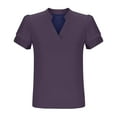 thumbnail image 4 of Vekome Womens Tops Short Sleeve Plus Size Shirts V Neck Casual Tee Shirts Solid Color Summer Pullover Tops Purple S, 4 of 8