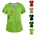 thumbnail image 2 of Uniformes de enfermera para mujer, liquidación, tallas grandes, estampado navideño, uniforme de trabajo, blusas para mujer, cuello en V, manga corta, ropa de trabajo con 2 bolsillos, tallas S-5XL, 2 of 4