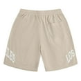 thumbnail image 4 of Mens Cargo Shorts Letter Graphic Track Shorts Drawstring Waist Summer Workout Shorts Khaki M, 4 of 6