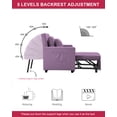 thumbnail image 3 of Litbird Convertible Chair Sleeper Bed, Futon Chair Turns Into Bed, Sofa Chair for Living Room, 3 in 1, Linenette, Purple, 3 of 6