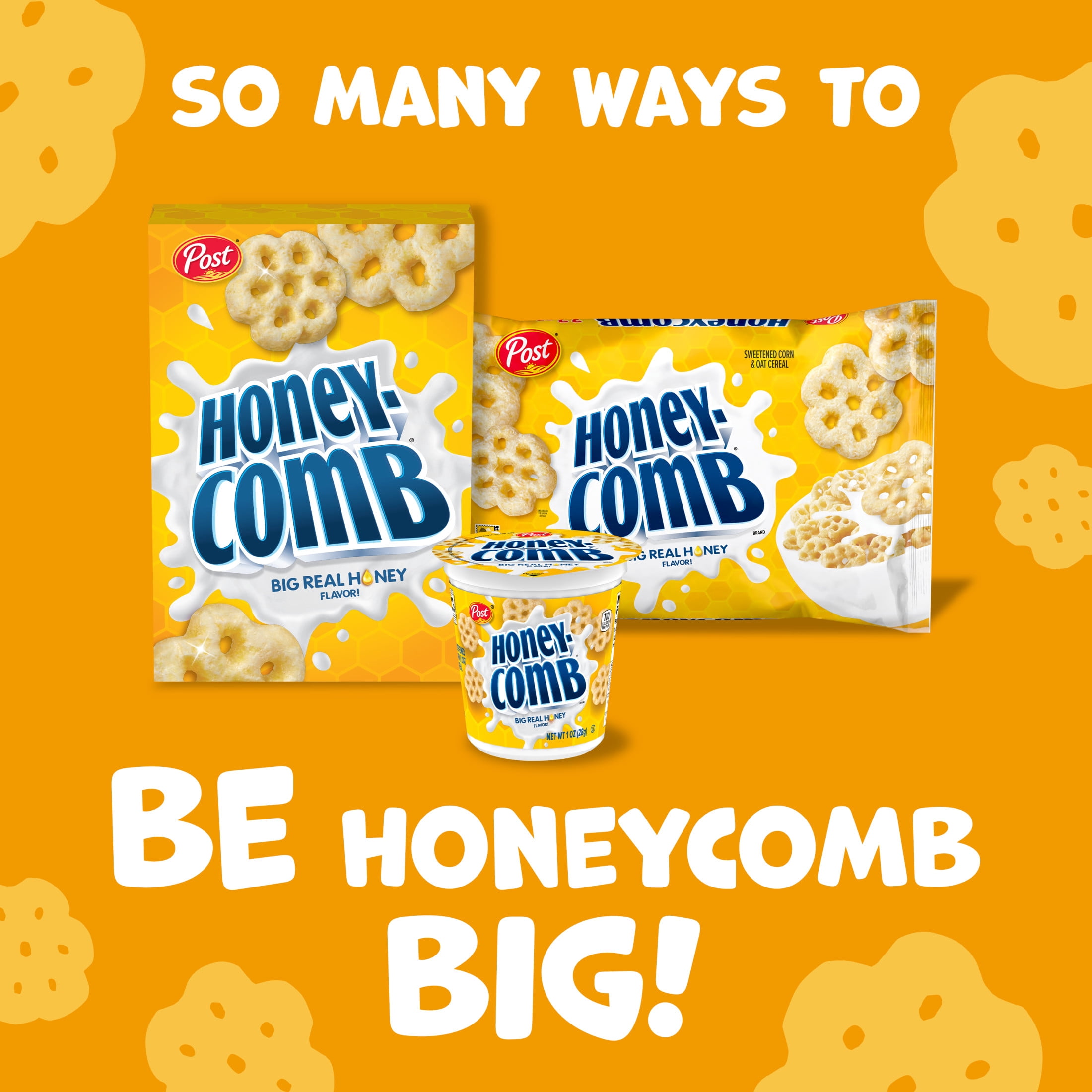 Honeycomb Breakfast Cereal, Made with Whole Grain & Real Honey, Dye-Free, 19 oz Box