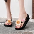 thumbnail image 4 of RotHome Women's Platform Flip Flops Floral Flower Sandals Comfortable Wedge Thong Sandals Summer Beach Shoes With Thick Sole Casual Fashion Footwear, 4 of 9