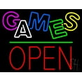 thumbnail image 1 of Games Block Open Green Line LED Neon Sign 24 x 31 - inches, Black Square Cut Acrylic Backing, with Dimmer - Bright and Premium built indoor LED Neon Sign for wall décor, arcarde, and storefront., 1 of 7