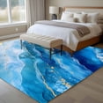 thumbnail image 4 of Abstract Waves Area Rugs 5x7 ft Retro Blue Gold White Oil Painting Style Washable Rug Non Slip Indoor Carpet Absorbent Floor Mat for Living Room Bedroom Dining Room, 4 of 9