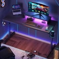 thumbnail image 5 of Bestier 42" PC Computer Gaming Desk with LED Lights & Monitor Stand & Headphone Hook & Cup Holder, Black, 5 of 9