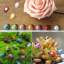 100Pcs Mini 3D Plastic Ladybug Miniature Fairy Garden Accessories, Miniature Garden Houses and Figurines DIY Micro Landscape Ornaments for Garden Dollhouse Potted Plant
