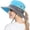 Blue, variant on Women UPF 50 Ponytail Sun Hat Wide Brim UV Protection Foldable Bucket Hat