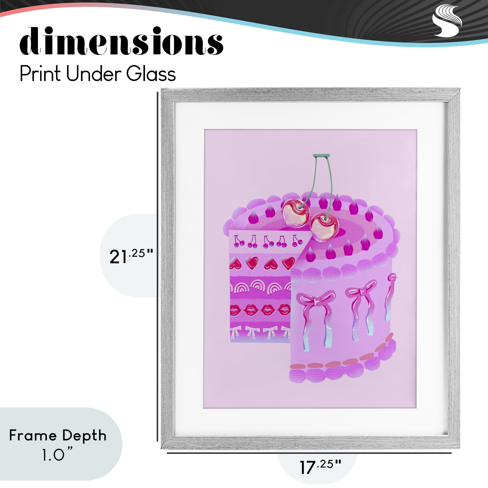 Stupell Industries Pastel Cherry Layered Cake Gray Framed Print Under Glass, design by Ziwei Li