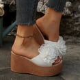 thumbnail image 4 of Pandaie Women's 3D Flower Platform Sandals Bohemia Dressy Wedge Slides Casual Summer Beach Slippers Open Toe Walking Outdoor Shoes White Size 9.5, 4 of 7
