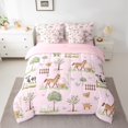 thumbnail image 2 of Feelyou Kawaii Farm Donkey Twin Bedding Sets 7-Piece, Farmhouse Animal Bedding Comforter Set, Girly Pink Cartoon Reversible Sheet Sets, Ultra Soft Bedroom Decor, 2 of 7