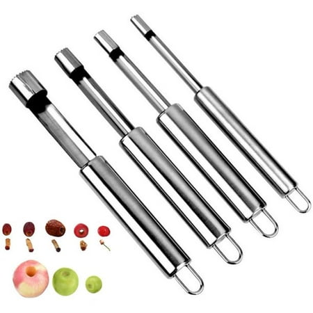 

4 PCS Corer and Pitter Multi-Function Corer and Pitter Remover Set Stainless Steel Core Remover Tool for Apple Pear Cherry Jujube Red Dates or More with Sharp Serrated Blade