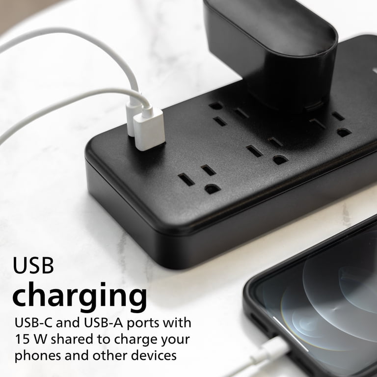 Titan 6-Outlet Surge Protector With Color-Changing LED Lights - Outlet Extender For Gaming PC, Console, Setup