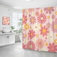 thumbnail image 3 of Cute Flower Shower Curtain, Vintage Hippie Funky 70s Sun Flowers Shower Curtains for Bathroom Decor, Pastel Pink Flora Groovy Boho Aesthetic Girls Shower Curtain with 12 Hooks, 72X72in, 3 of 5