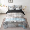thumbnail image 2 of Erosebridal Vintage Anchor Twin Comforter Set 7pcs Nautical Theme Bedding Comforter Sets, Blue Grey Farmhouse Bed in a Bag Sea Ocean Wave Bedding Set, Summer Beach Bed Sheets Set Bedroom Decor, 2 of 4
