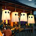 thumbnail image 4 of Clearance 2026 Set of 3 Halloween Hanging Ghosts Decor,Halloween Decorations Outdoor Hanging Ghosts with Witch Hat,Glowing Ghost Witch Hat Lights,Halloween Ghost Decor for Yard Patio Tree Outside, 4 of 7