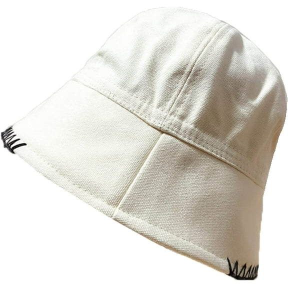 CoCopeaunts Men Bucket Hat Line Edge Brim Fisherman Hat Solid Color Black Bucket Cap Women Summer Sun Protector Basin Hat