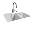 thumbnail image 2 of Miseno MCI35-0UM-20 33" Double Basin Undermount Cast Iron Kitchen Sink; White, 2 of 5
