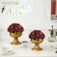 Nuptio 10pcs Burgundy Fake Flowers Plastic Floral Ball 15 Heads