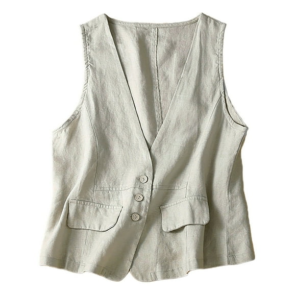 yunLCZ Square Neck Tank Top Women Linen Vest Women's Sleeveless Casual Vest Solid Sweetheart Cotton Linen Short Coat Summer Sleeveless Tops