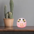 thumbnail image 4 of Muñeca Daruma, figura decorativa artesanal, escultura de colección para gabinete Rosado, 4 of 8